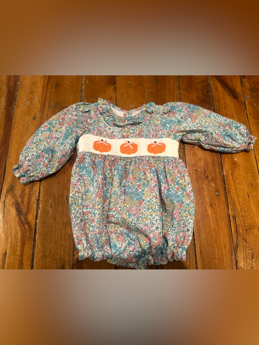 Cecil and Lou Smocked Pumpkin Outfit EUC